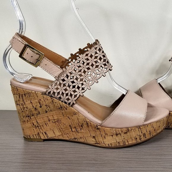 Caslon 'Hanna' Platform Wedge Sandal, Natural Leather, Womens Size 6.5 M - Picture 8 of 12